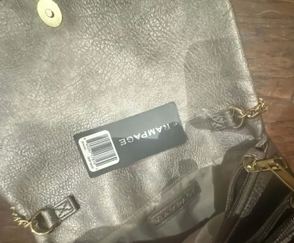 Rampage Metallic Silver Zip-Detail Crossbody Bag